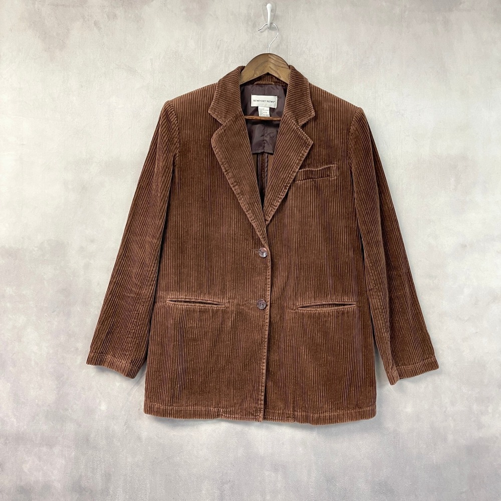 Newport News Womens Corduroy Blazer Size 12 Brown Vintage Dark Academia 90s